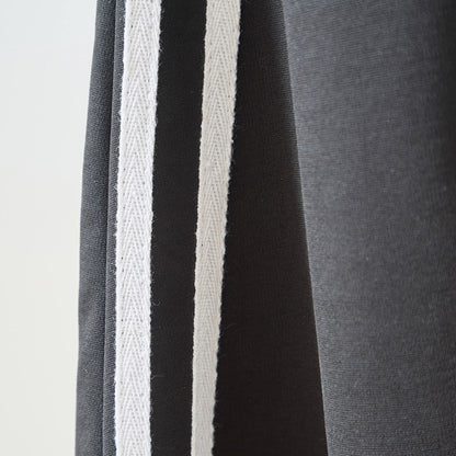 デニム 切替スカート サイドライン フレア ロング丈 ウエストゴム スポーティー カジュアル