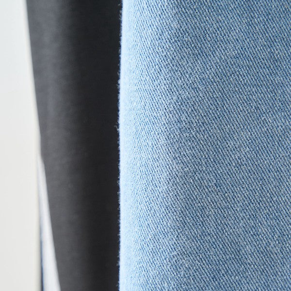 デニム 切替スカート サイドライン フレア ロング丈 ウエストゴム スポーティー カジュアル