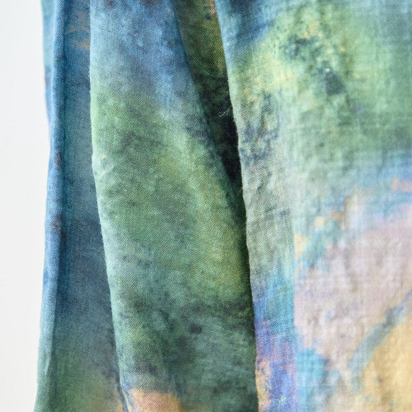 アート柄 プリント ロングシャツ チュニック 長袖 綿100 L～LL 前後差