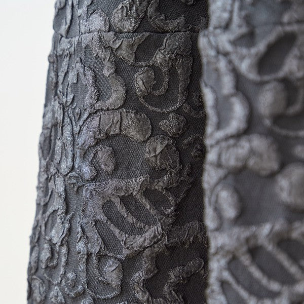 異素材切り替え バルーン ロングワンピース ジャガード風 アシンメトリー 長袖 ゆったり 体型カバー