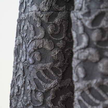 異素材切り替え バルーン ロングワンピース ジャガード風 アシンメトリー 長袖 ゆったり 体型カバー