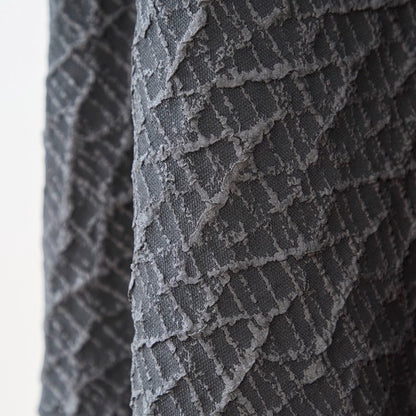 異素材切り替え バルーン ロングワンピース 幾何学ジャガード風 アシンメトリー 長袖 ゆったり L〜LL 体型カバー