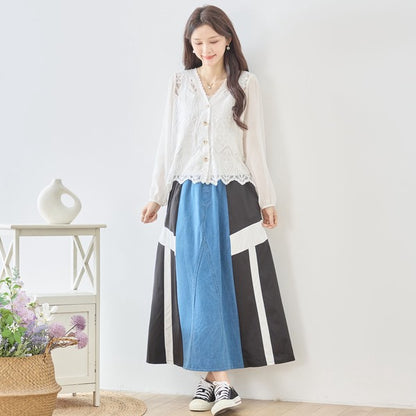 白 無地 レース切替 シフォン カーディガン ブラウス 長袖 Vネック 綿100