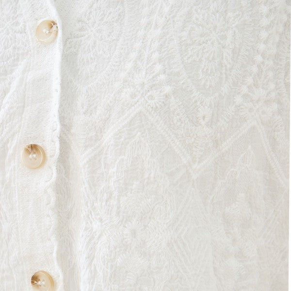 白 無地 レース切替 シフォン カーディガン ブラウス 長袖 Vネック 綿100