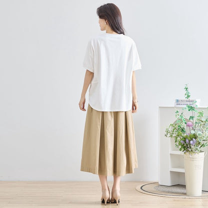 ガール＆ドッグ プリント Tシャツ 半袖 ラウンドヘム ゆったり 前後差 綿混 レーヨン 春 夏