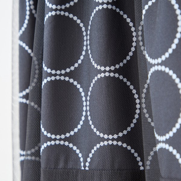 サークル柄 チュール 切替 ドッキング ワンピース 半袖 異素材 ゆったり L-LL