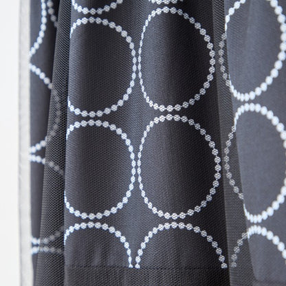 サークル柄 チュール 切替 ドッキング ワンピース 半袖 異素材 ゆったり L-LL