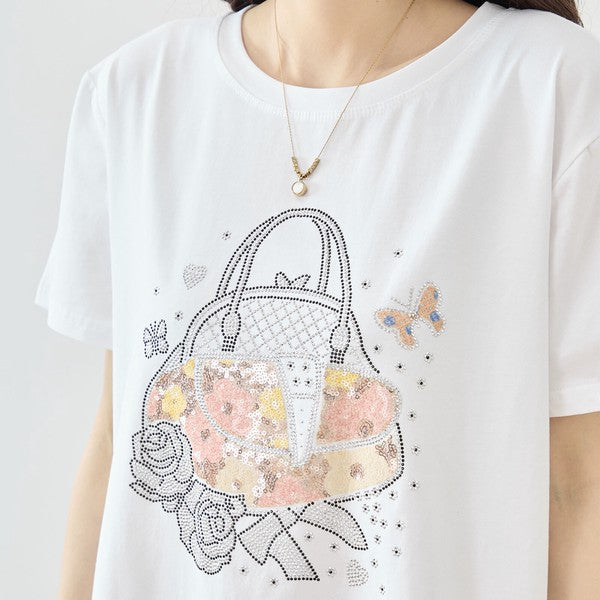 フラワー プリント Tシャツ 半袖 綿混 ストレッチ 涼しい トップス L-LL