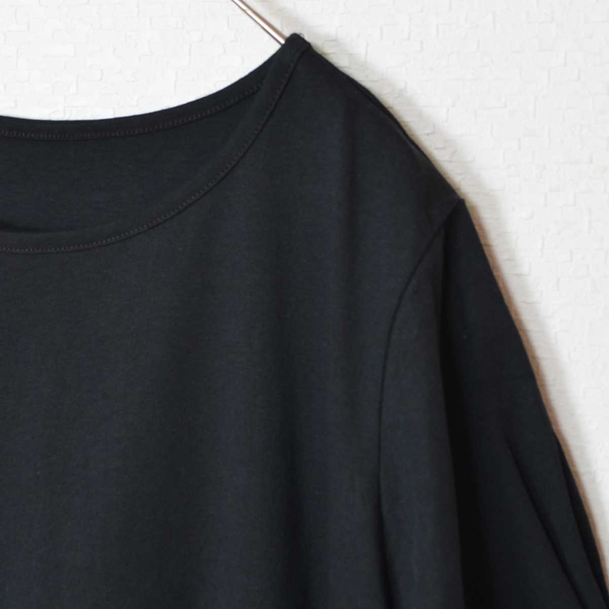 アシンメトリー 切替 フレア カットソー Tシャツ 半袖 綿100 ゆったり 着痩せ M