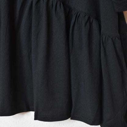アシンメトリー 切替 フレア カットソー Tシャツ 半袖 綿100 ゆったり 着痩せ M