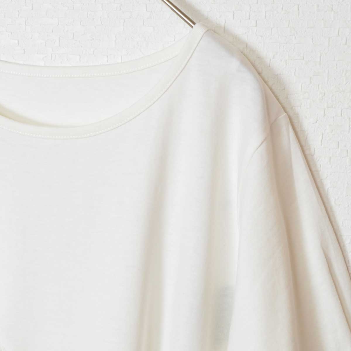 アシンメトリー 切替 フレア カットソー Tシャツ 半袖 綿100 ゆったり 着痩せ M