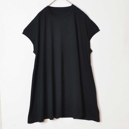 綿100% フレンチスリーブ フレア Tシャツ チュニック ゆったり 体型カバー M