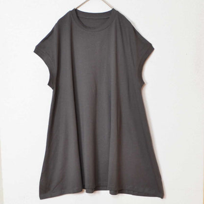 綿100% フレンチスリーブ フレア Tシャツ チュニック ゆったり 体型カバー M