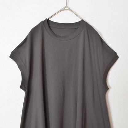 綿100% フレンチスリーブ フレア Tシャツ チュニック ゆったり 体型カバー M