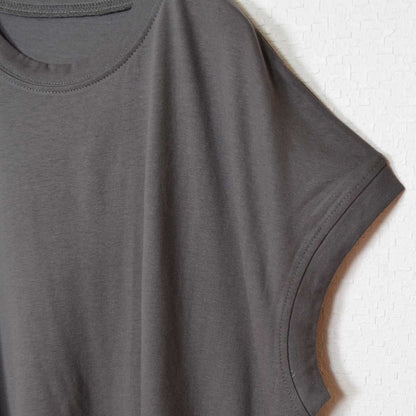 綿100% フレンチスリーブ フレア Tシャツ チュニック ゆったり 体型カバー M