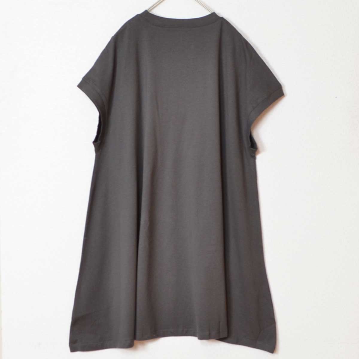 綿100% フレンチスリーブ フレア Tシャツ チュニック ゆったり 体型カバー M