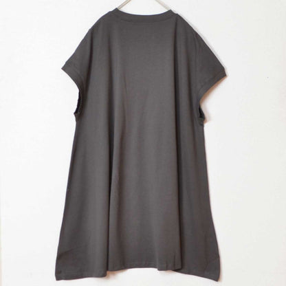 綿100% フレンチスリーブ フレア Tシャツ チュニック ゆったり 体型カバー M