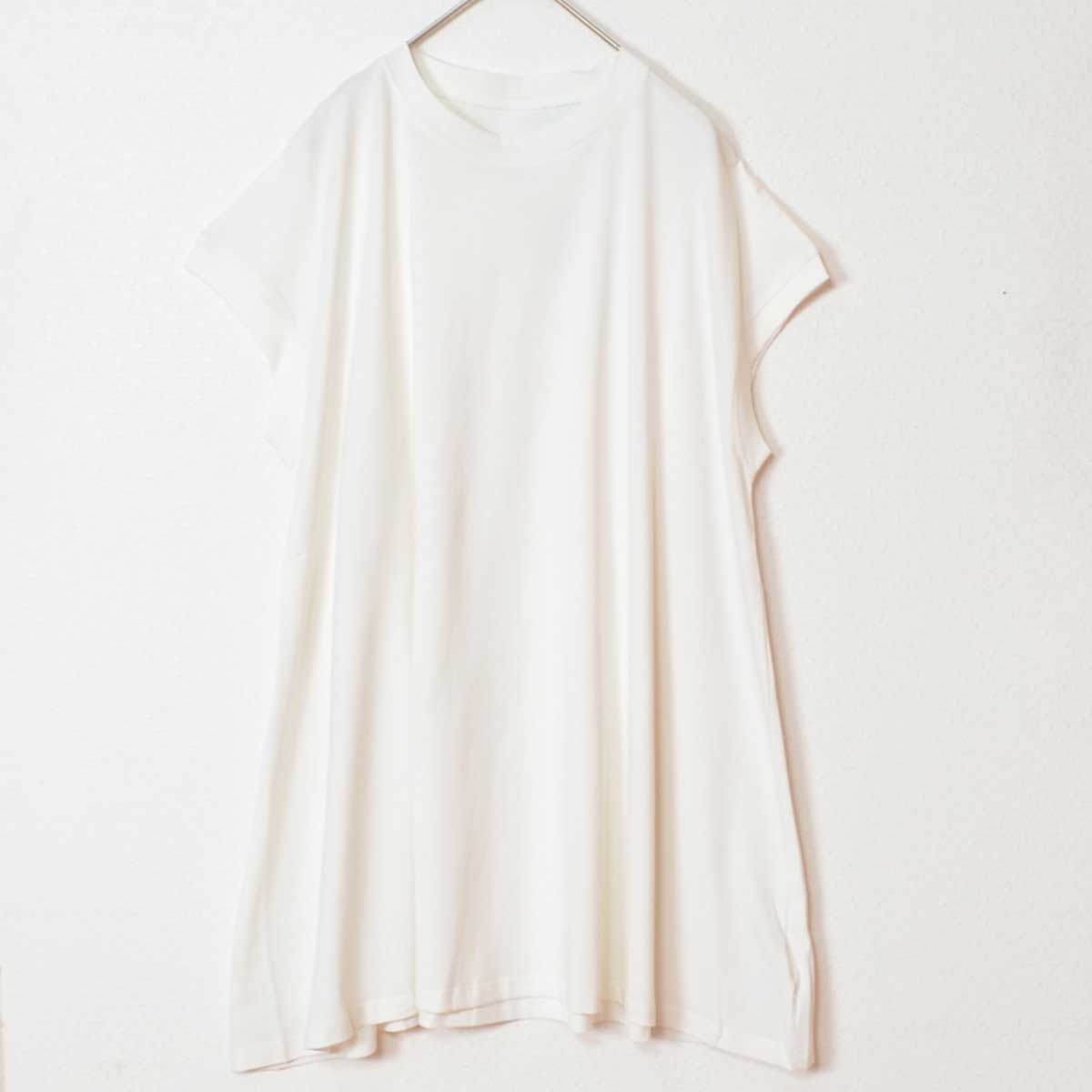 綿100% フレンチスリーブ フレア Tシャツ チュニック ゆったり 体型カバー M