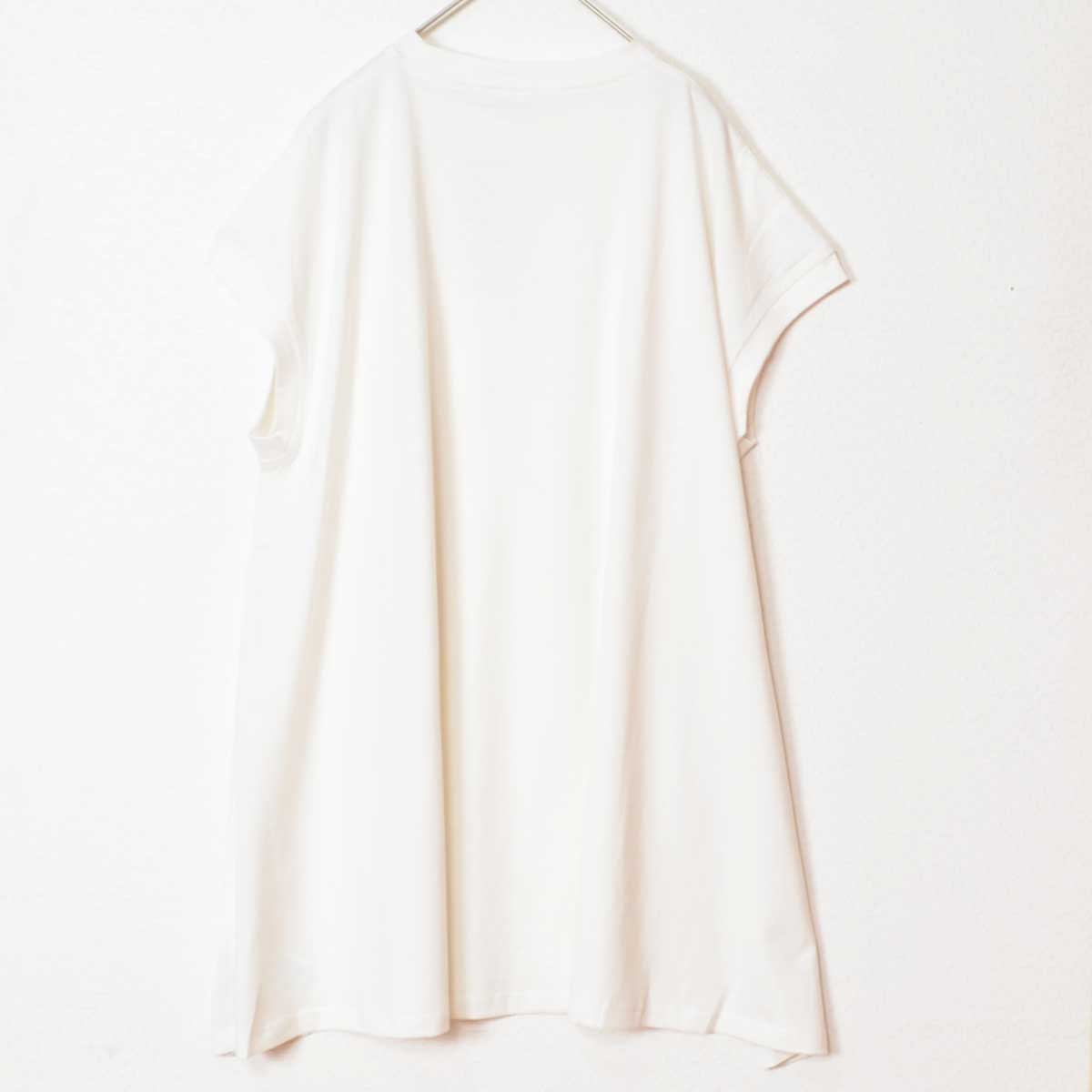 綿100% フレンチスリーブ フレア Tシャツ チュニック ゆったり 体型カバー M