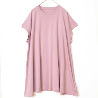綿100% フレンチスリーブ フレア Tシャツ チュニック ゆったり 体型カバー M