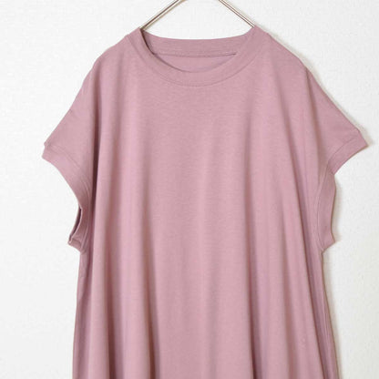 綿100% フレンチスリーブ フレア Tシャツ チュニック ゆったり 体型カバー M