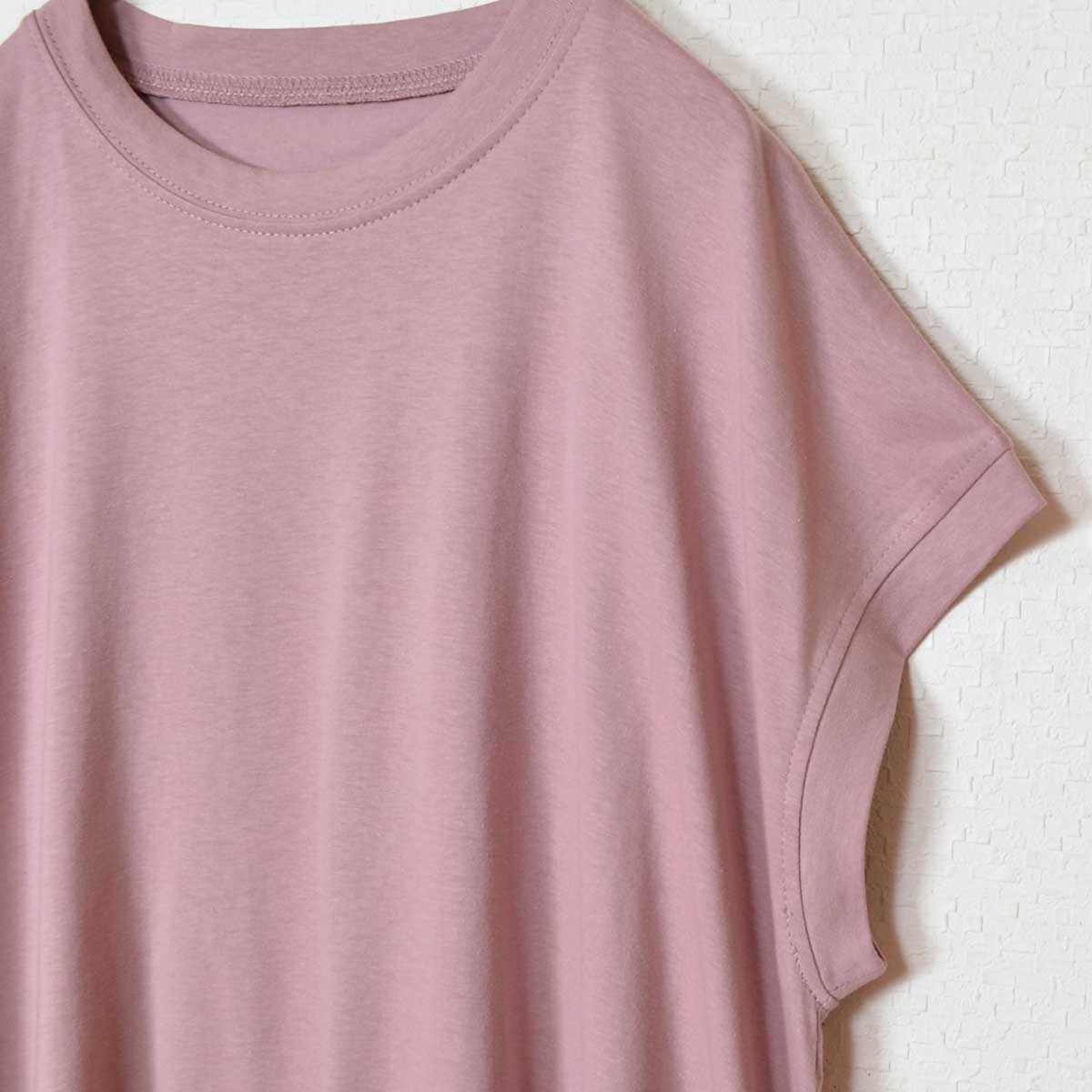 綿100% フレンチスリーブ フレア Tシャツ チュニック ゆったり 体型カバー M