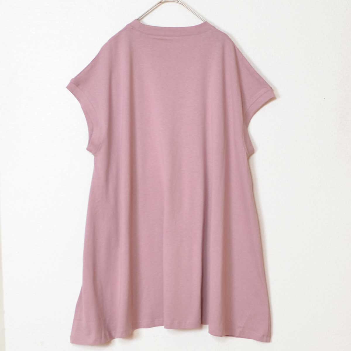 綿100% フレンチスリーブ フレア Tシャツ チュニック ゆったり 体型カバー M