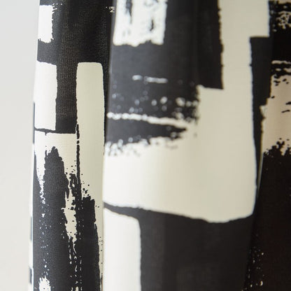 幾何学ブラシプリント ティアード 切替 ワンピース 半袖 ゆったり 体型カバー M-L