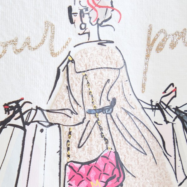 パリジェンヌ グラフィック 異素材切替 ドロスト Tシャツ 半袖 ゆったり M-L