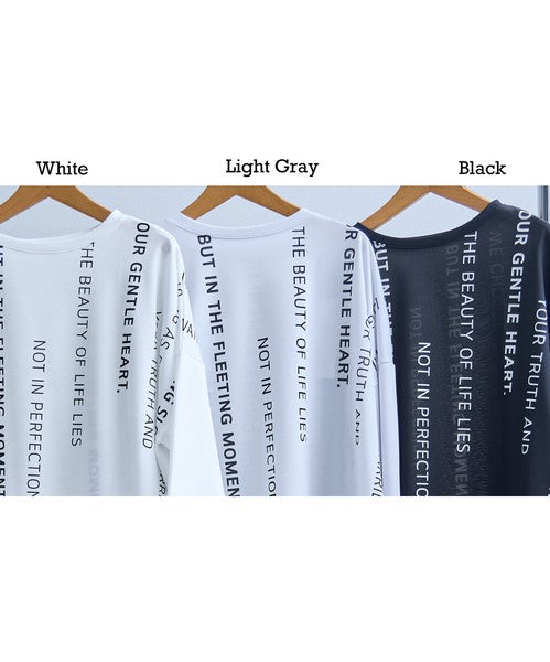 接触冷感 英字 プリント Tシャツ 半袖 ゆったり ドロップショルダー 体型カバー F