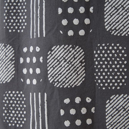 幾何学柄 切替 ギャザーポケット ワンピース 半袖 綿混 ゆったり 体型カバー M-L