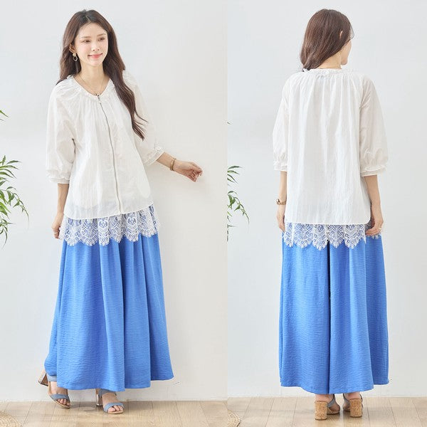 裾レース ノースリーブ タンクトップス ゆったり レイヤード 体型カバー M-L