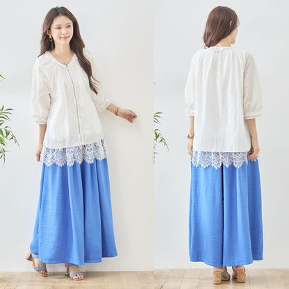裾レース ノースリーブ タンクトップス ゆったり レイヤード 体型カバー M-L