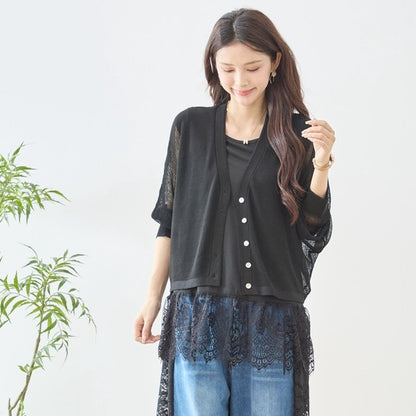 裾レース ノースリーブ タンクトップス ゆったり レイヤード 体型カバー M-L