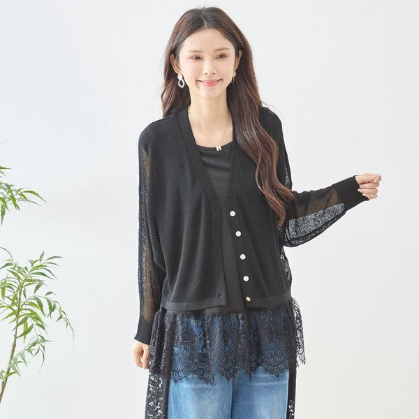 裾レース ノースリーブ タンクトップス ゆったり レイヤード 体型カバー M-L