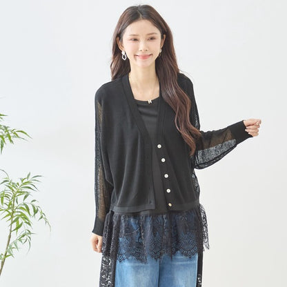 裾レース ノースリーブ タンクトップス ゆったり レイヤード 体型カバー M-L