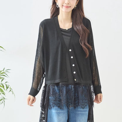裾レース ノースリーブ タンクトップス ゆったり レイヤード 体型カバー M-L