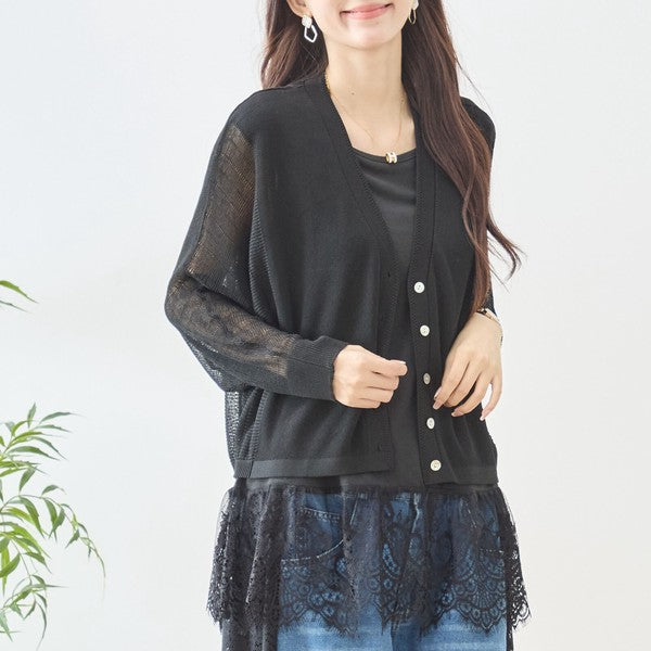裾レース ノースリーブ タンクトップス ゆったり レイヤード 体型カバー M-L