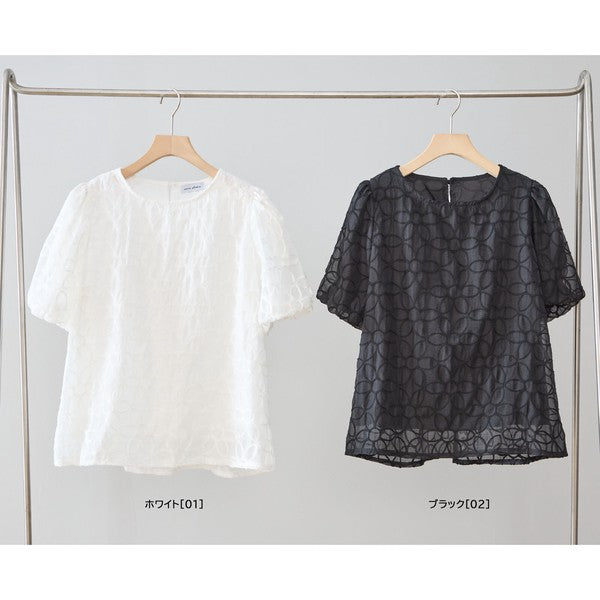 シャツ/ブラウス(半袖/袖なし) ameri SHEER FLOWERBASE PRINT TOP シック フラワーモチーフ トップス 半袖 シアー ブラウス 体型カバー