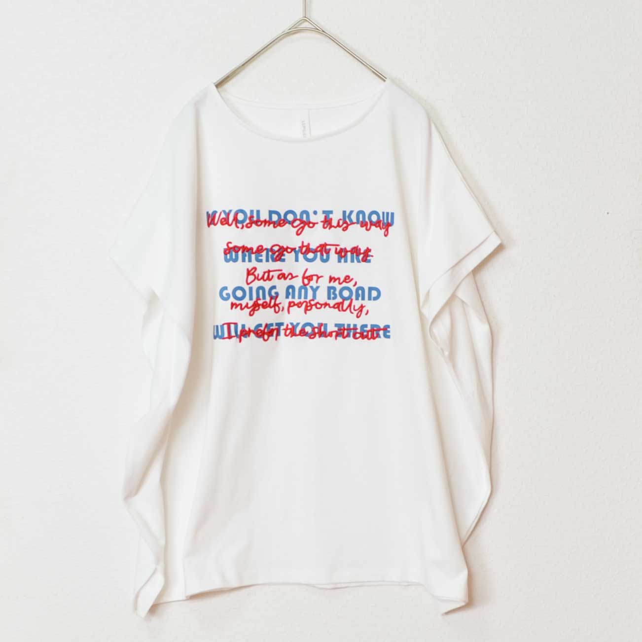 16SOE天竺 重ね文字 プリント＆刺繍 ロゴ ボクシーシルエット Tシャツ 半袖 フリー