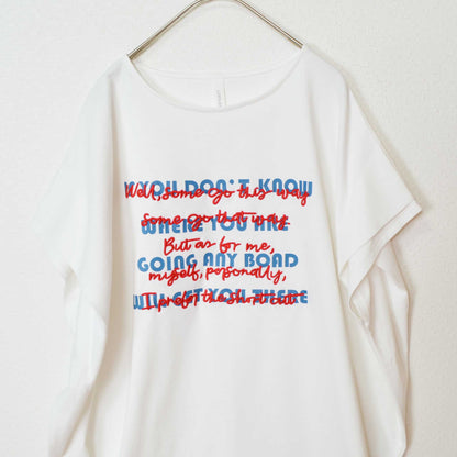 16SOE天竺 重ね文字 プリント＆刺繍 ロゴ ボクシーシルエット Tシャツ 半袖 フリー
