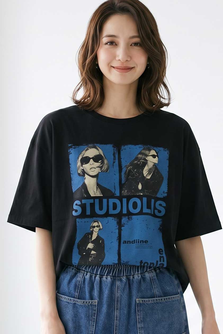 フォトＴシャツ 半袖 オーバーサイズ ビッグシルエット ロック カジュアル 春夏 大人の女性 白