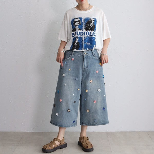フォトＴシャツ 半袖 オーバーサイズ ビッグシルエット ロック カジュアル 春夏 大人の女性 白