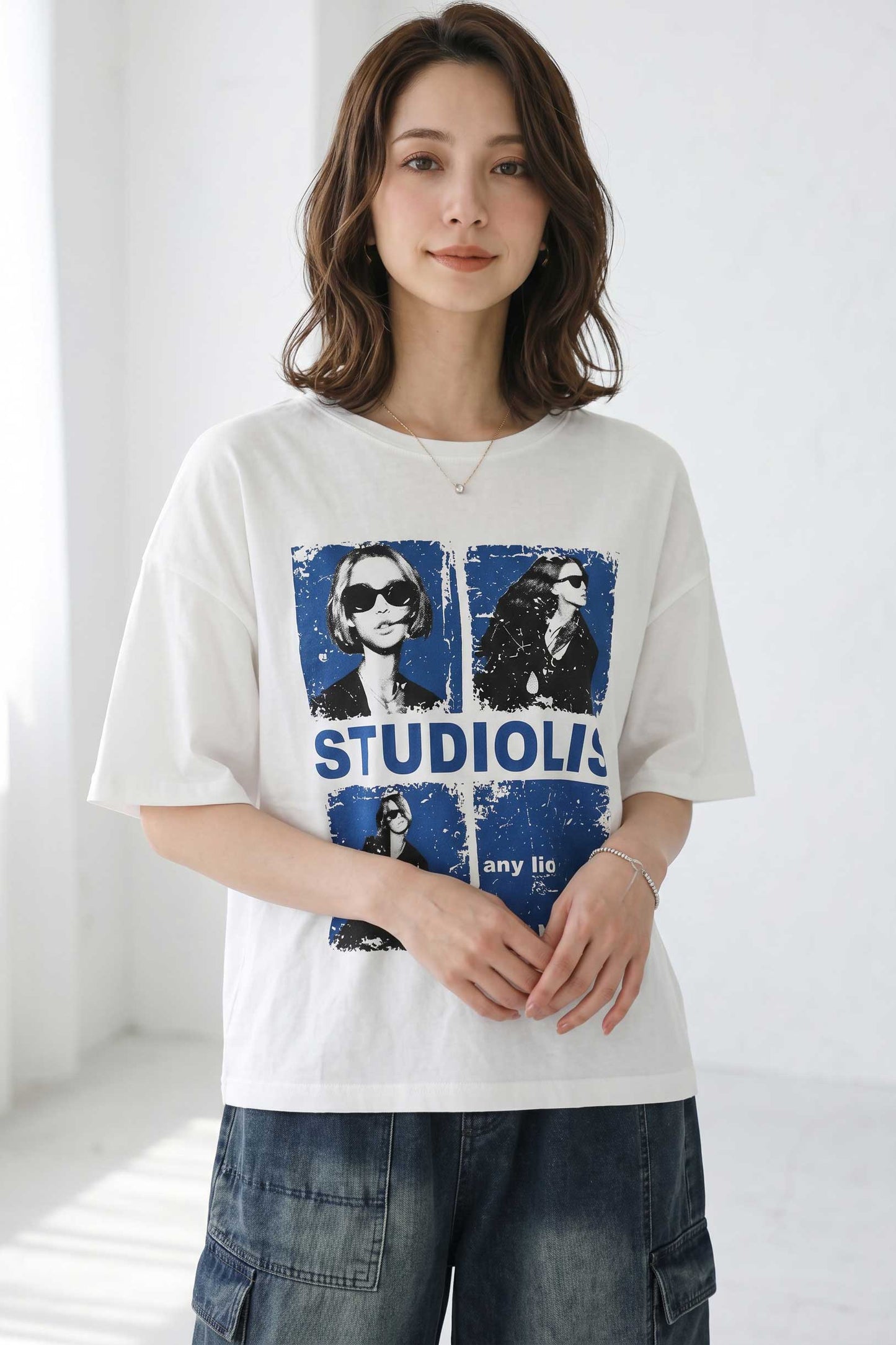 フォトＴシャツ 半袖 オーバーサイズ ビッグシルエット ロック カジュアル 春夏 大人の女性 白