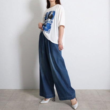 フォトＴシャツ 半袖 オーバーサイズ ビッグシルエット ロック カジュアル 春夏 大人の女性 白