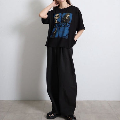 フォトＴシャツ 半袖 オーバーサイズ ビッグシルエット ロック カジュアル 春夏 大人の女性 白