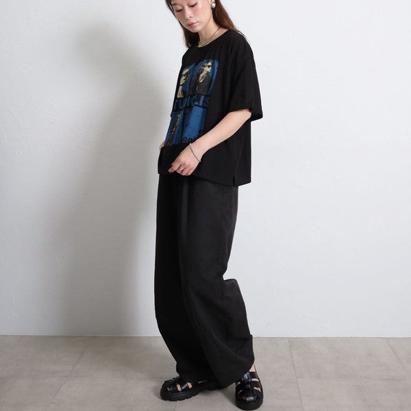 フォトＴシャツ 半袖 オーバーサイズ ビッグシルエット ロック カジュアル 春夏 大人の女性 白