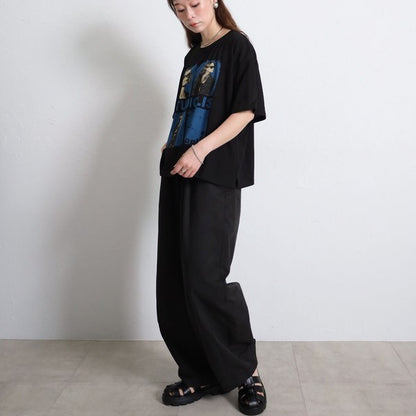 フォトＴシャツ 半袖 オーバーサイズ ビッグシルエット ロック カジュアル 春夏 大人の女性 白