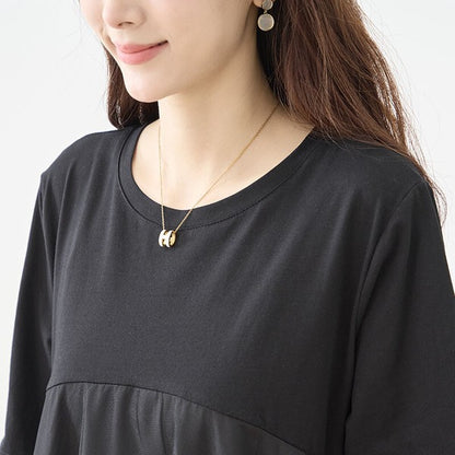大人可愛い チュール重ね コクーン ワンピース 春夏 ロング 半袖 ゆったり LL