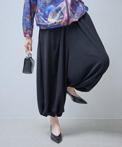 アラジンパンツ サルエルパンツ ゆったり 裾ゴム 涼しい 体型カバー 夏 秋 フリー